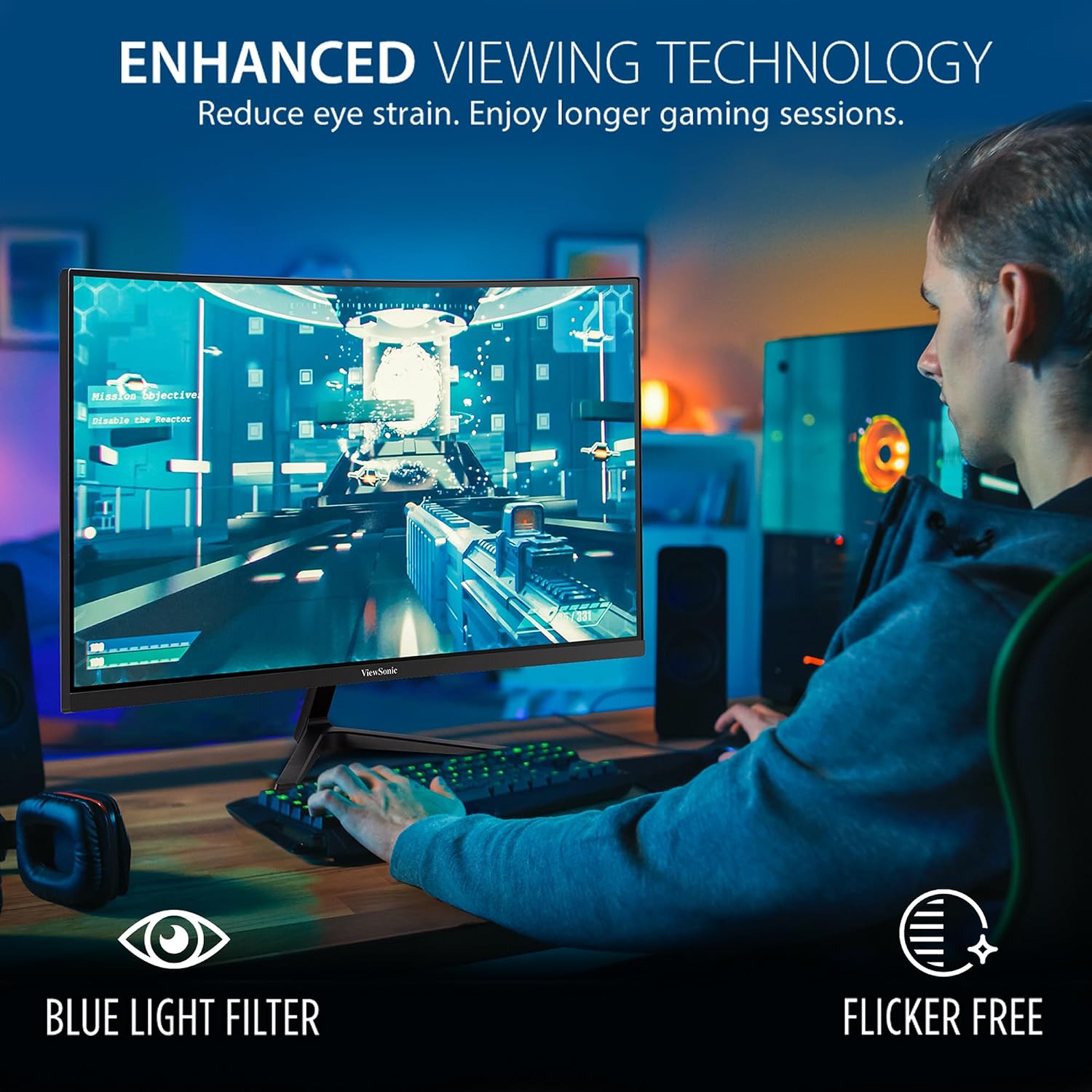 ViewSonic VX2718-PC-MHD 27 Inch Curved 1080p 1ms 200Hz Gaming Monitor with FreeSync, HDMI and Display Port (Renewed)