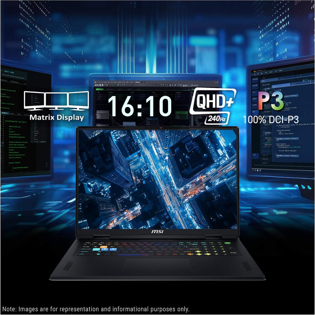 MSI Vector A18 HX Gaming Laptop, AMD Ryzen 9-9955HX, 32 GB DDR5 RAM, 2 TB PCIe SSD, 18' QHD+ (2560x1600) 240Hz Display, Nvidia G-Force RTX 5070Ti, 24 Zone RGB Keyboard, W11 Pro, Cosmo Gray