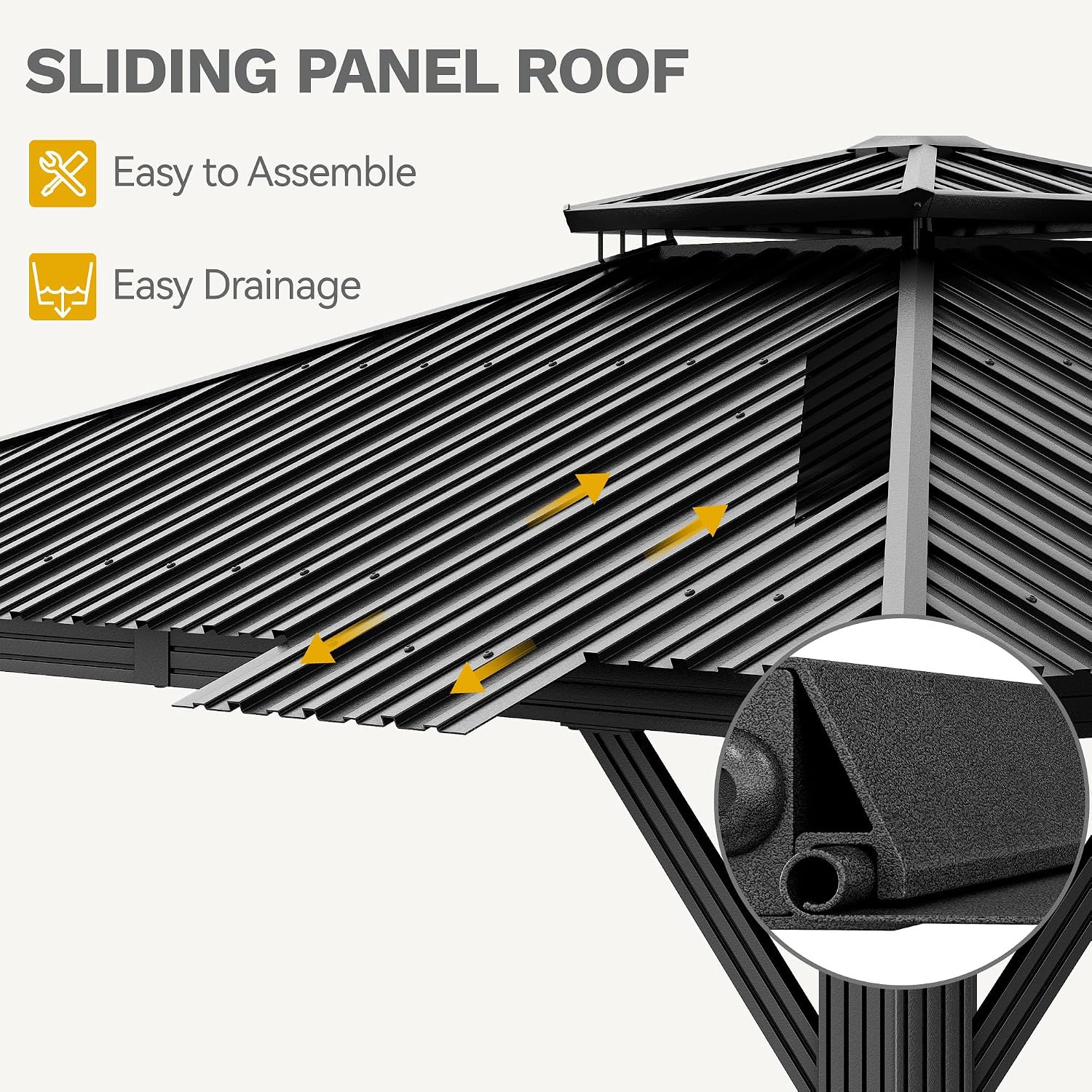 DWVO 12x12ft Hardtop Gazebo Double Roof with Nettings and Curtains, Heavy Duty Galvanized Steel Outdoor Vertical Stripes Roof for Patio, Backyard, Deck, Lawns, Gray