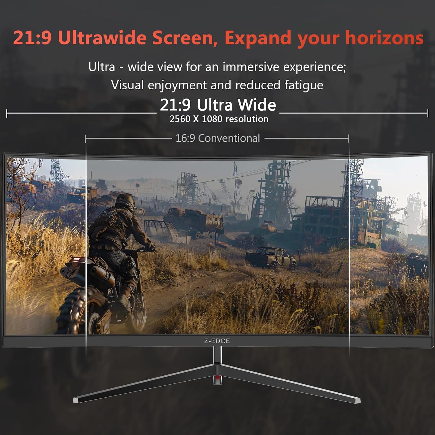Z-Edge 30' Curved Gaming Monitor, WFHD1080P 200Hz 165Hz Monitor, MPRT 1ms, 21:9 Aspect Ratio, 1500R Curved, 16.7M Colors, 3000:1 Contrast, UG30 PIP-PBP, 2X DP 1.4 Ports and 2X HDMI 2.0 Port