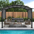 ABCCANOPY Outdoor Pergola 10'x10', Arched Patio Gazebo with Retractable Sun Shade, Dary Gray