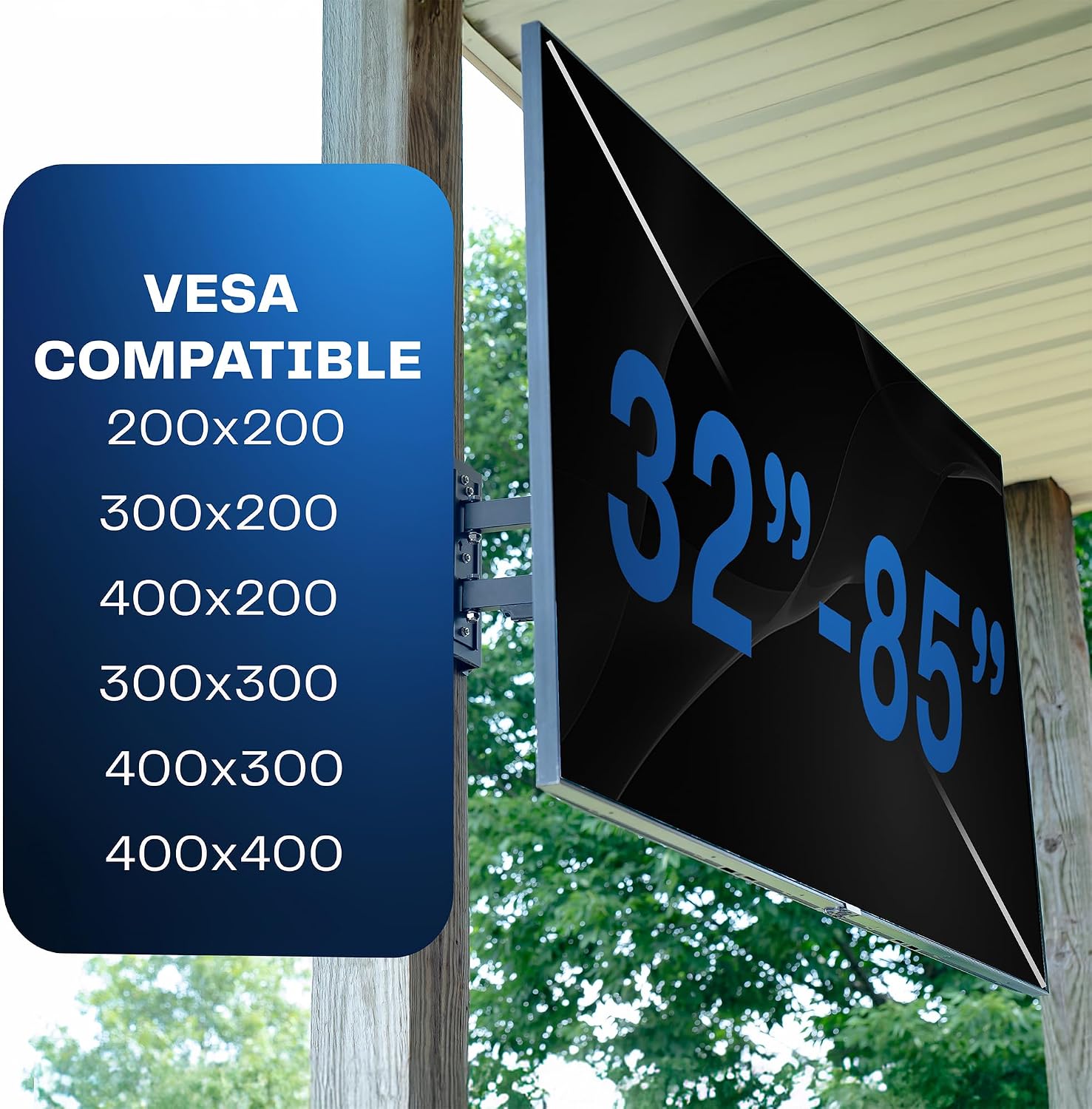 VIVO Outdoor No Drill Full Motion Gazebo TV Mount for 32 to 85 inch Screens, Articulating Bracket Holds up to 110 lbs, VESA up to 400x400, Black, MOUNT-GTM70