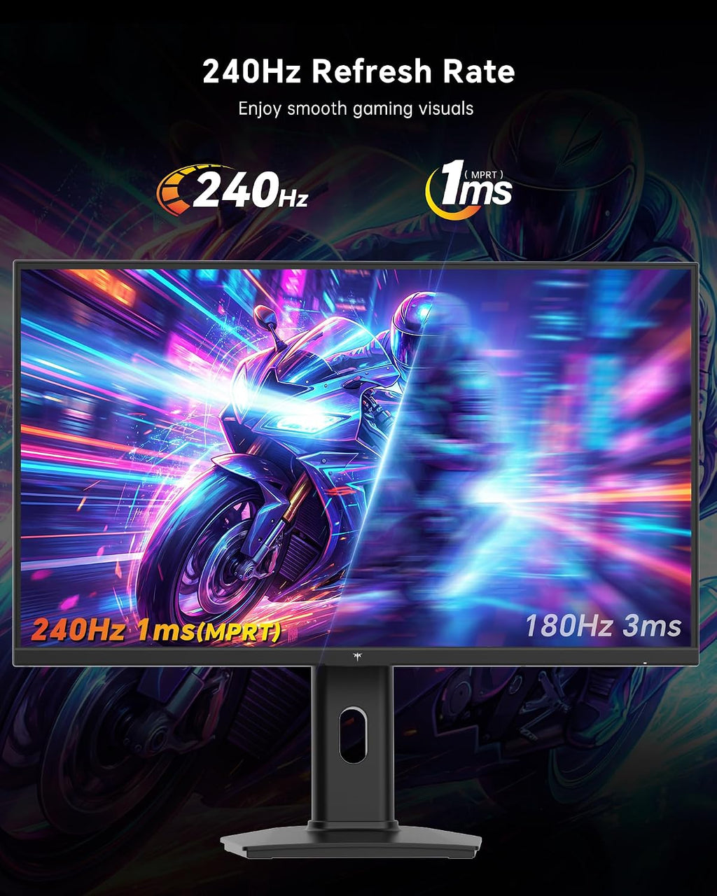 KTC 27 Inch 240Hz Gaming Monitor - 1080P Computer Monitor Fast IPS FHD, Adaptive Sync, 1ms(MPRT), 131% sRGB, HDMI Displayport, Tilt Pivot Height Adjustment, Vesa Monitor, Black, H27F7