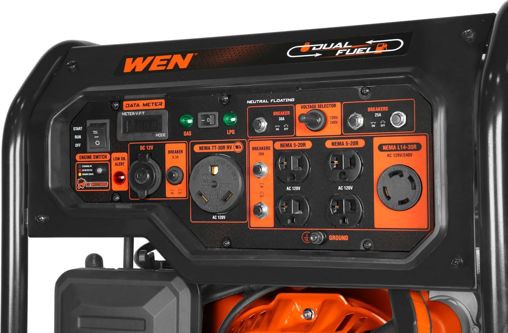 WEN 8000-Watt 120V/240V Dual Fuel Portable Generator, Electric Start, 340cc, Transfer-Switch and RV-Ready with CO Watchdog (DF8000X)