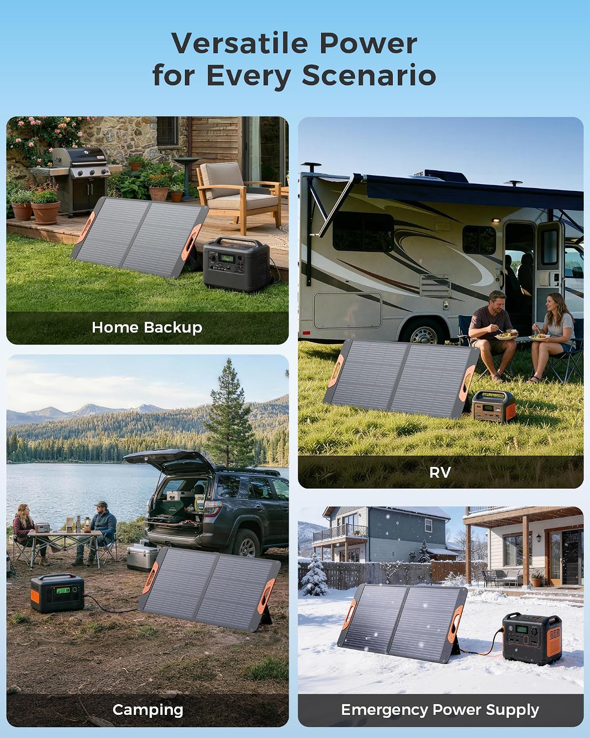 ZOUPW 100W Portable Solar Panel with 5-in-1 Cable,23.5% Efficiency Mono Foldable Solar Charger for Jackery 300/Ecoflow River/Anker/Bluetti,IP67 Waterproof for Camping RV Off-Grid Emergency Power