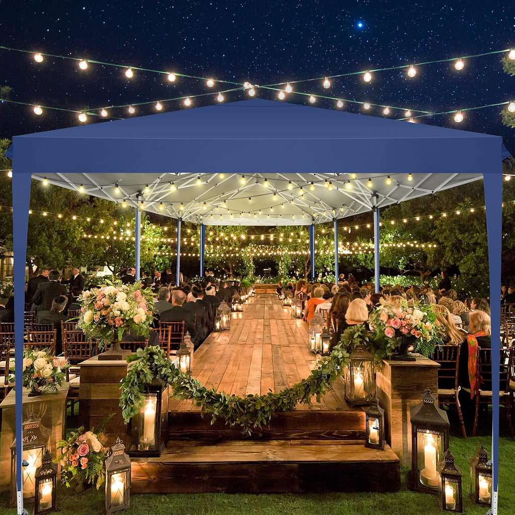 COBIZI 10x30 Pop Up Canopy Tent with 5 Sidewalls Party Tents for Parties Weddings Backyard Waterproof Commercial Instant Outdoor Events Tent with Stakes, Ropes,Sandbags（10 x 30 ft Navy Blue