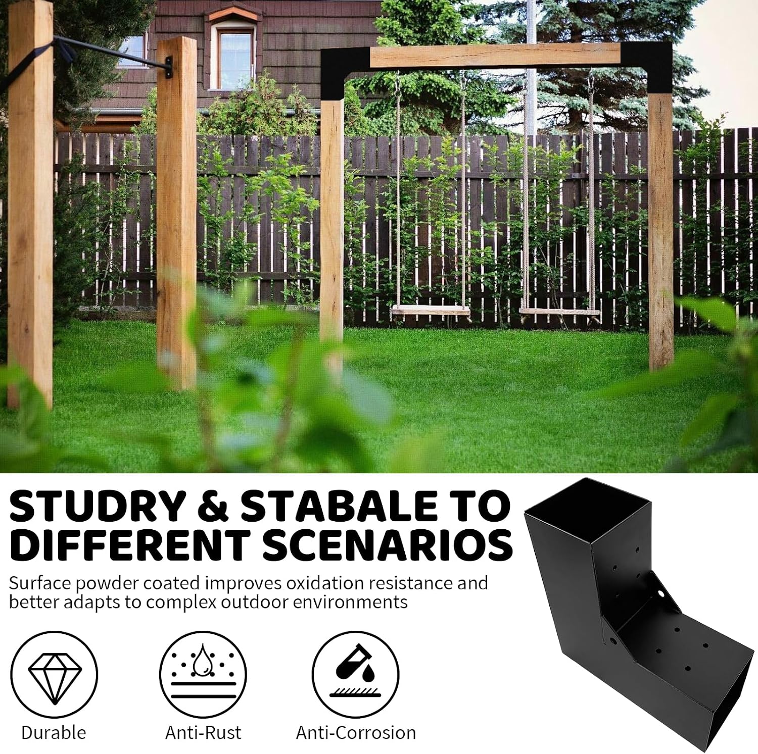 2-Way Pergola Brackets Kit, DIY L-Shaped Woodwork Brackets for 4' x 4' (Actual:3.5'x3.5') Lumber for Patio Pergolas, Gazebos, Log Cabin W/Hardware - 4 Pack