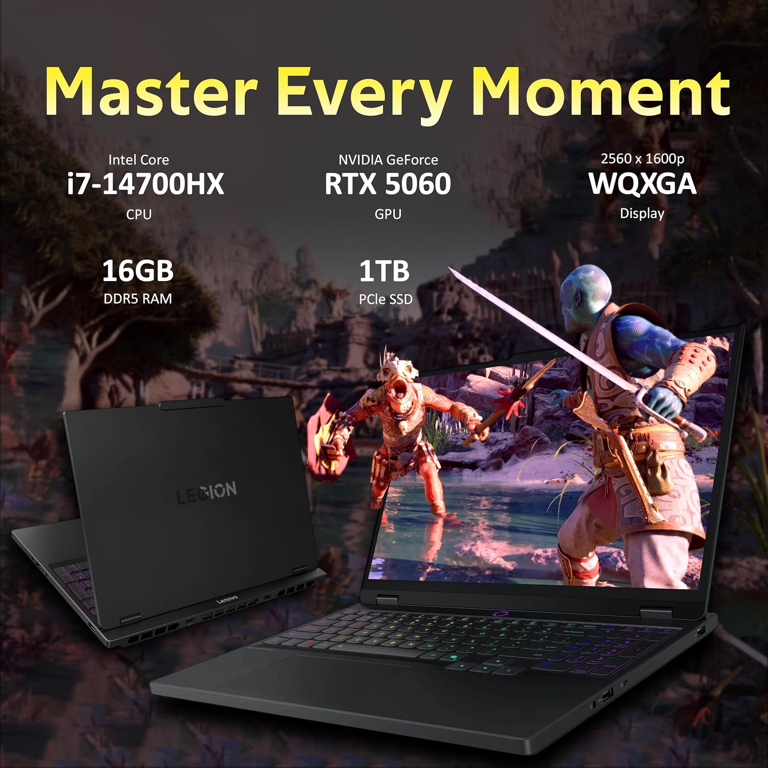 Lenovo Legion 5 15.1' WQXGA 165Hz Gaming Laptop, Intel i7-14700HX, RTX 5060 8GB GDDR7, 16GB DDR5, 1TB SSD, 24-Zone RGB Backlit Keyboard, 5.0MP Camera, Wi-Fi 7, Win 11, Black, 512GB Docking Station Set