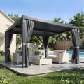 MELLCOM Louvered Pergola 10x10, Steel Aluminum Pergola with Adjustable Louvered Roofs, Outdoor Gazebo with Waterproof Curtains and Nets, Black