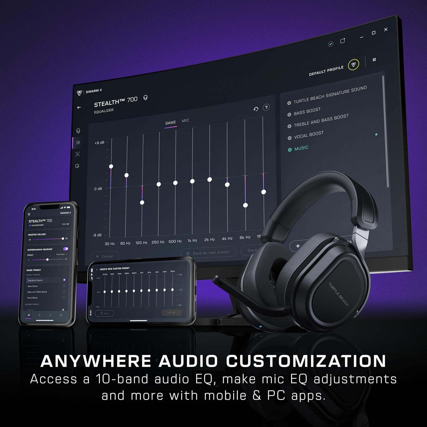 Turtle Beach Stealth 700 Wireless Multiplatform Amplified Gaming Headset for PC, PS5, PS4, & Mobile – 24-bit Audio, 60mm Speakers, High-Bandwidth Microphone, Bluetooth, 80-Hr Battery – Black (Renewed)