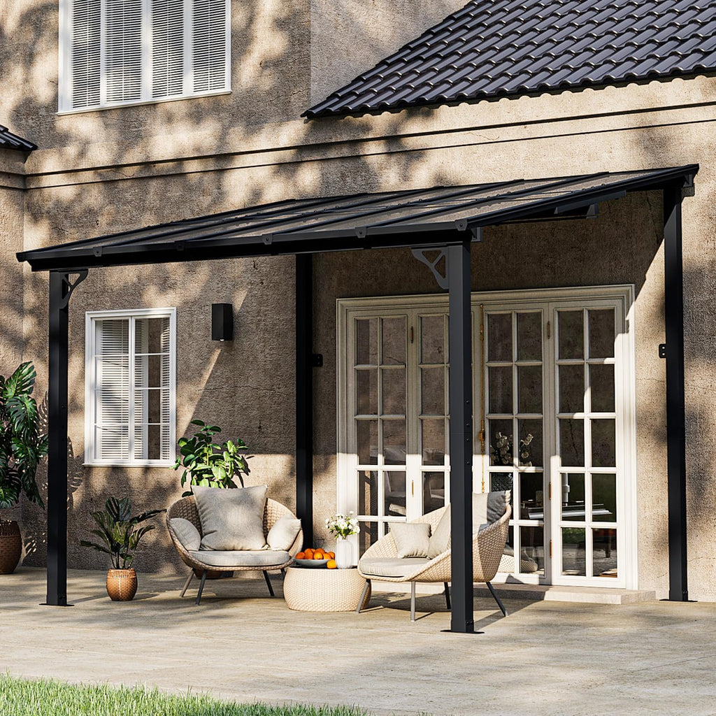 Gazebo for Patio 10' x 8', Gazebo Pergola with Sloped Roof, Large Wall-Mounted Heavy Duty Awnings, for Backyard, Deck, Patio