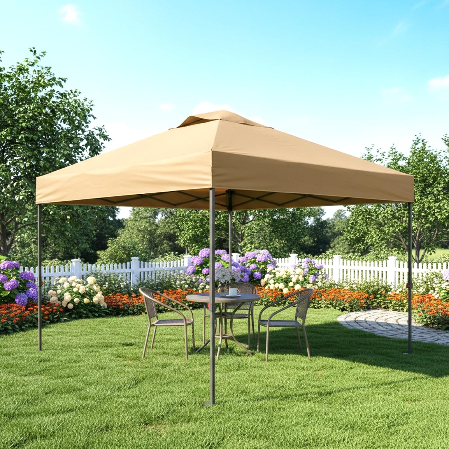 Garden Winds Reinforced Replacement Canopy Top Cover Compatible with the CL121PA, G121A Hampton Bay Stockton 11' x 11' Pop Up Gazebo - Classic Sand, Riplock 350