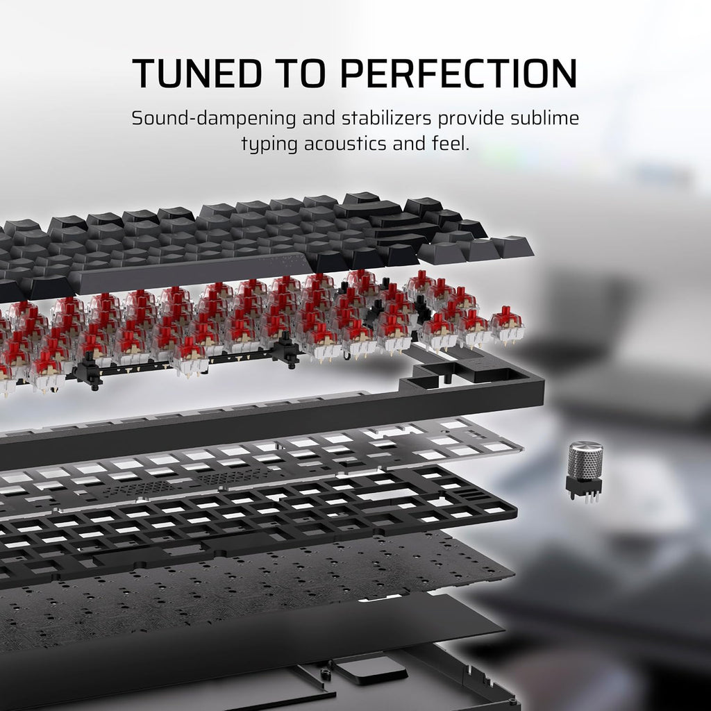 Corsair K65 Plus Wireless 75% RGB Hot-Swappable Mechanical Gaming Keyboard for Mac and iPad – Pre-Lubricated MLX Red v2 Linear Switches, Sound Dampening – QWERTY NA Layout – Frost White