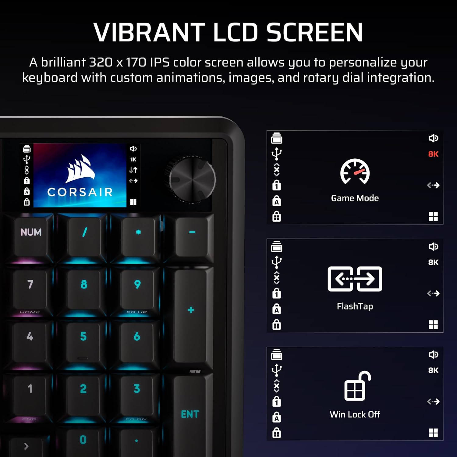 Corsair Vanguard PRO 96 Wired Hall Effect Magnetic Mechanical Gaming Keyboard – 96% Layout, MGX Hyperdrive Switches, 8000Hz Polling, Rapid Trigger, Virtual Stream Deck, SOCD Flashtap, QWERTY US