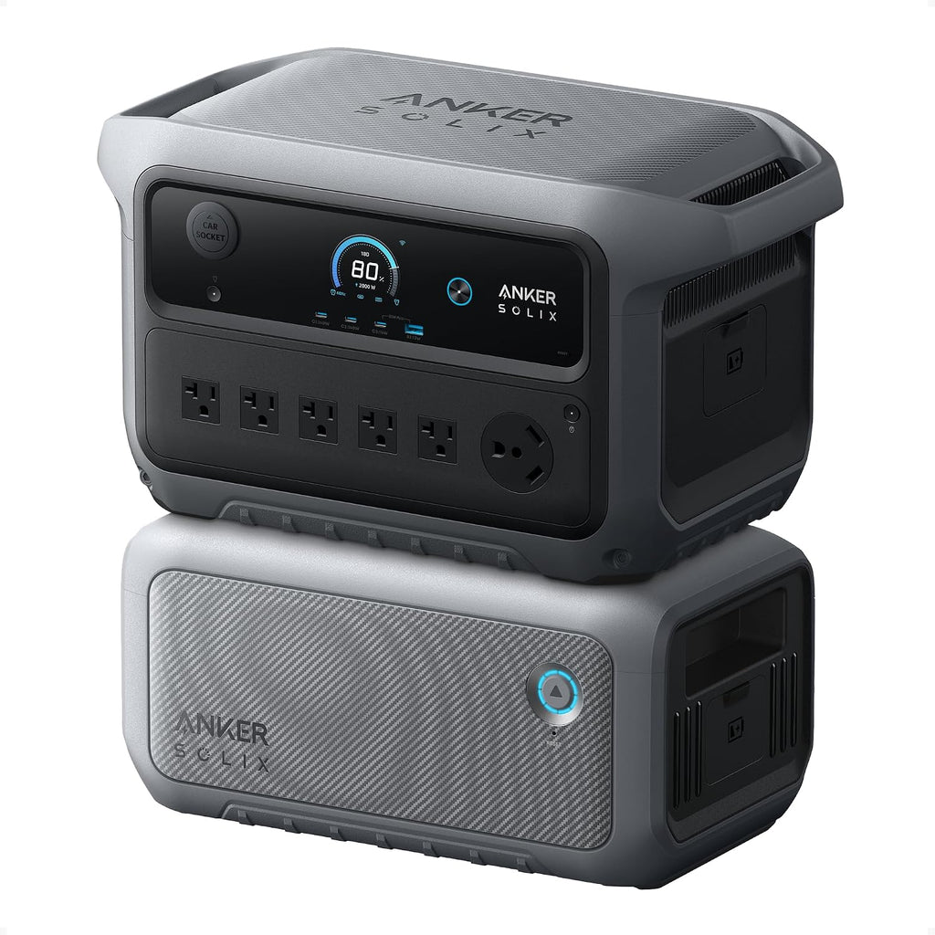 Anker SOLIX C2000 Gen 2 Portable Power Station with Expansion Battery, 2,400W (Peak 4,000W) Solar Generator, Full Charge in 58 Min, 4096wh LiFePO4 Battery for Home Backup, Power Outages, and Camping