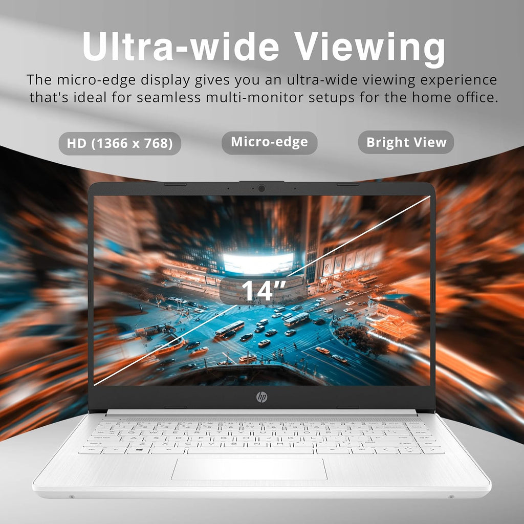 HP Stream 14' HD Laptop, Intel Celeron N4120 Processor, 8GB RAM, 64GB eMMC, Intel UHD Graphics, 720p Webcam, WiFi, HDMI, Windows 11 S, White (Renewed)