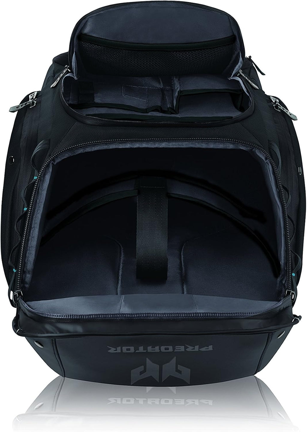 Acer PBG591 Predator Utility Gaming Backpack, Water Resistant and Tear Proof Travel Backpack Fits and Protects Up to 17.3' Predator Gaming Laptop, Black with Teal Accents