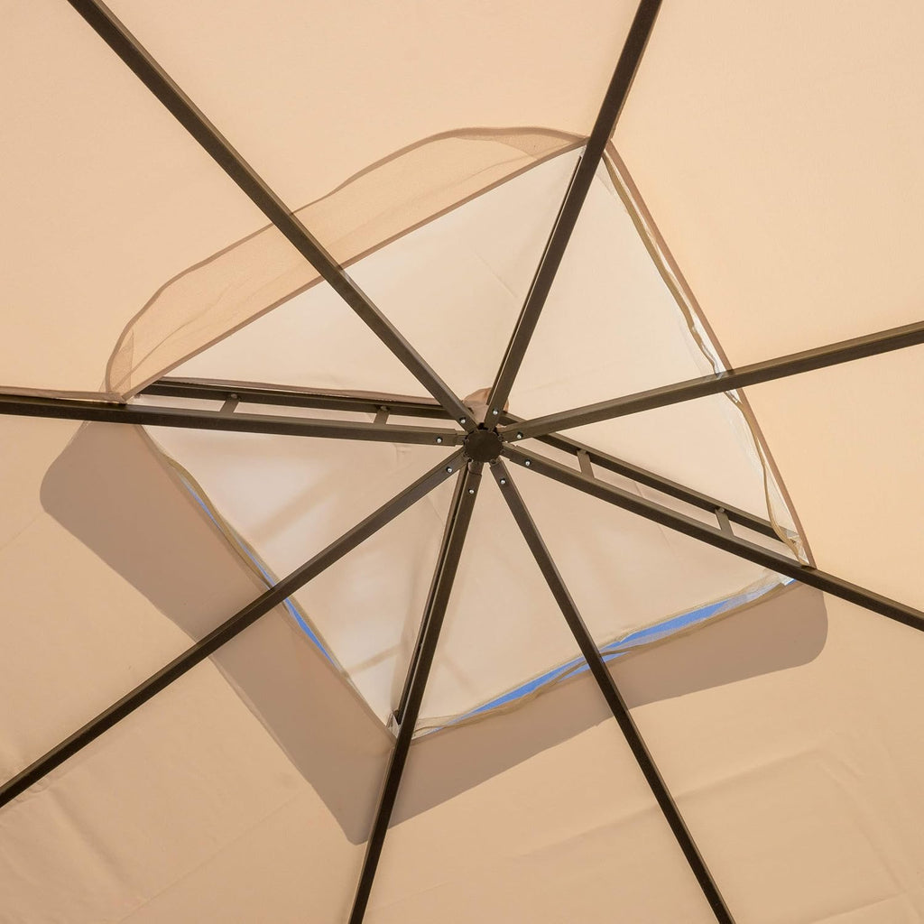Christopher Knight Home CKH Outdoor Gazebo Canopy with Net Drapery, Beige