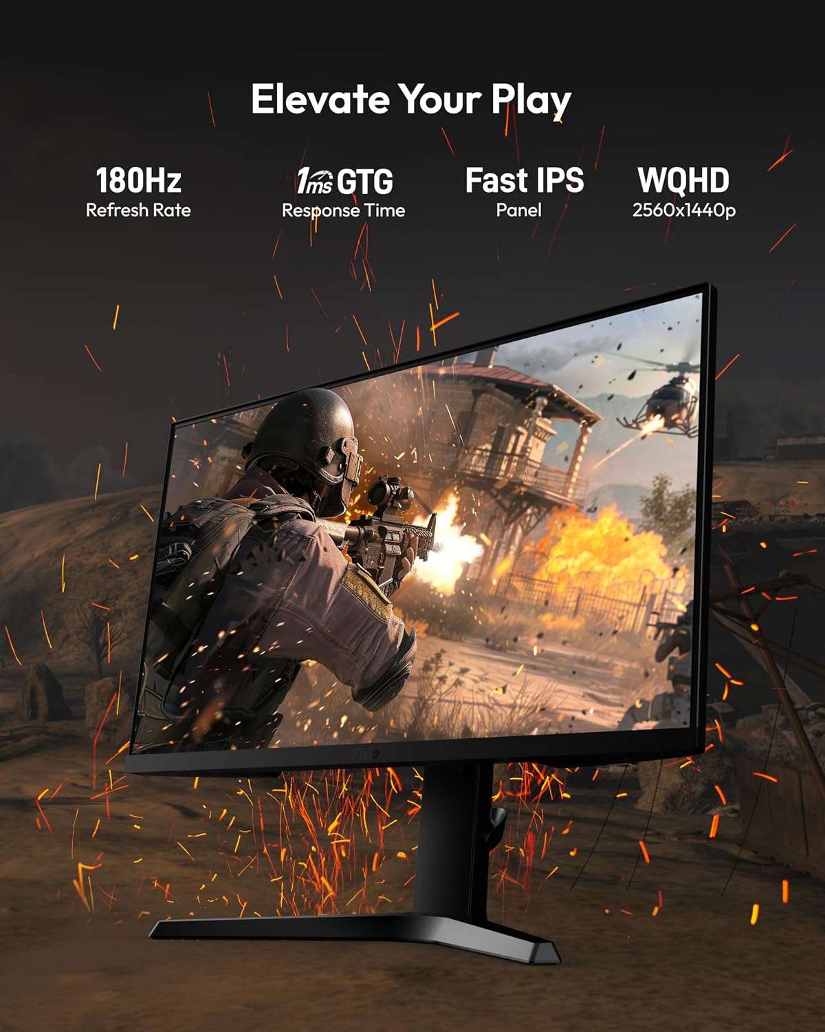 Pixio PX277 Prime Neo 27 inch 180Hz Refresh Rate QHD 1440p Resolution Fast IPS Panel 1ms GTG Response Time Gaming Monitor with Adaptive Sync and Fully Adjustable Stand