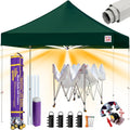 Tradesparker 10x10 Pop Up Canopy Tent,Commercial Movable Canopy with ApexCore LED&Rugged Casters-Instant Easy Setup Shelter Canopies with Weight Bags&Stakes for Outdoor Events Markets,Forest Green