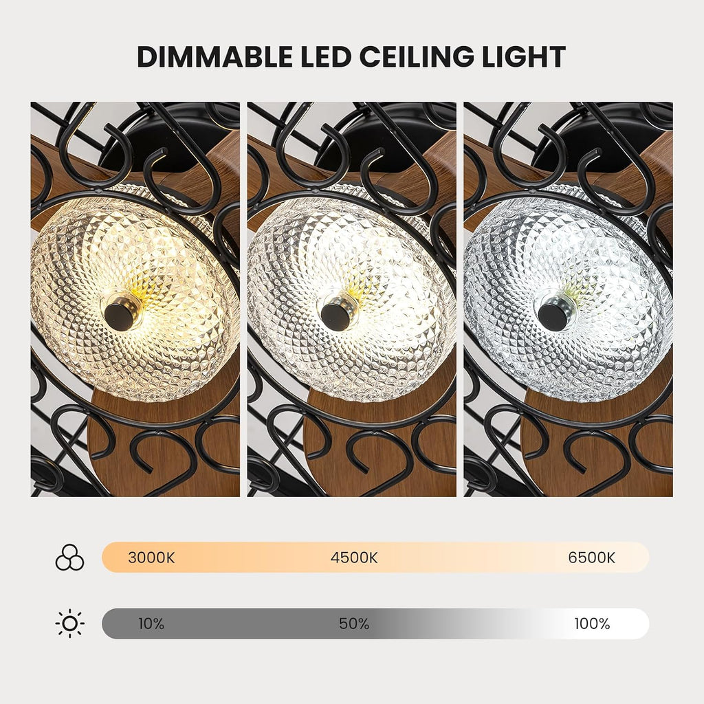 23'' Outdoor Ceiling Fans with Lights, Gazebo Fan Wet Rated Remote&APP Control, Dimmable Hanging Fan with Plug in Cord for Patio Pergola