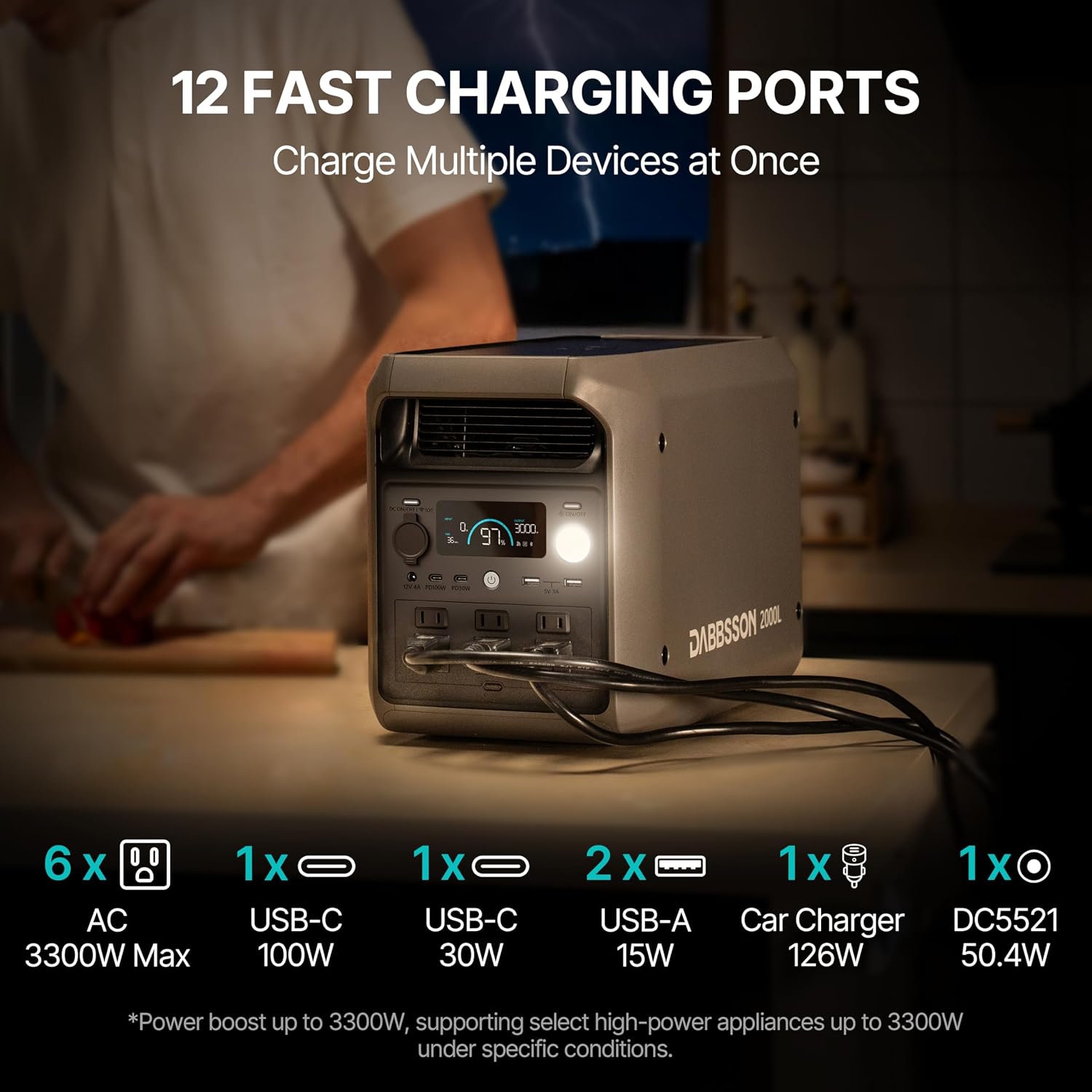 DABBSSON 2048Wh Solar Generator with 420W Solar Panel, Semi-Solid LiFePO4 Battery w/6 2200W AC Output, Compact&Lightweight, Recharge 80% in 1.5 Hr, 2000L Portable Power Station for Camping/Home/RV