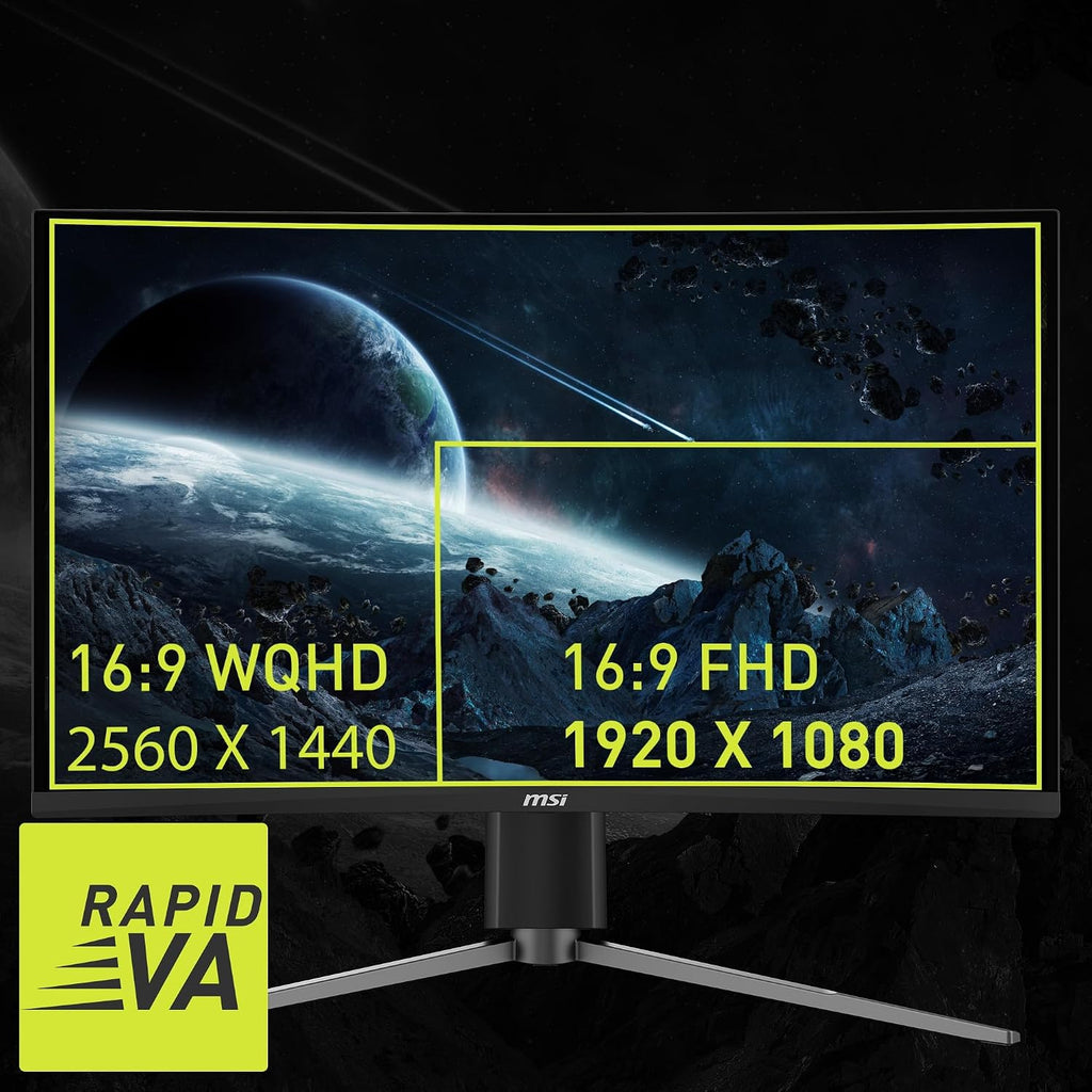 msi MAG 27CQ6PF 27-inch IPS 2560 x 1440 (QHD) Computer Monitor, 180Hz, Adaptive-Sync, HDMI, Display Port, VGA Port, VESA Mountable, Tilt, Height Adjustable, Speaker, 0.5ms, Black