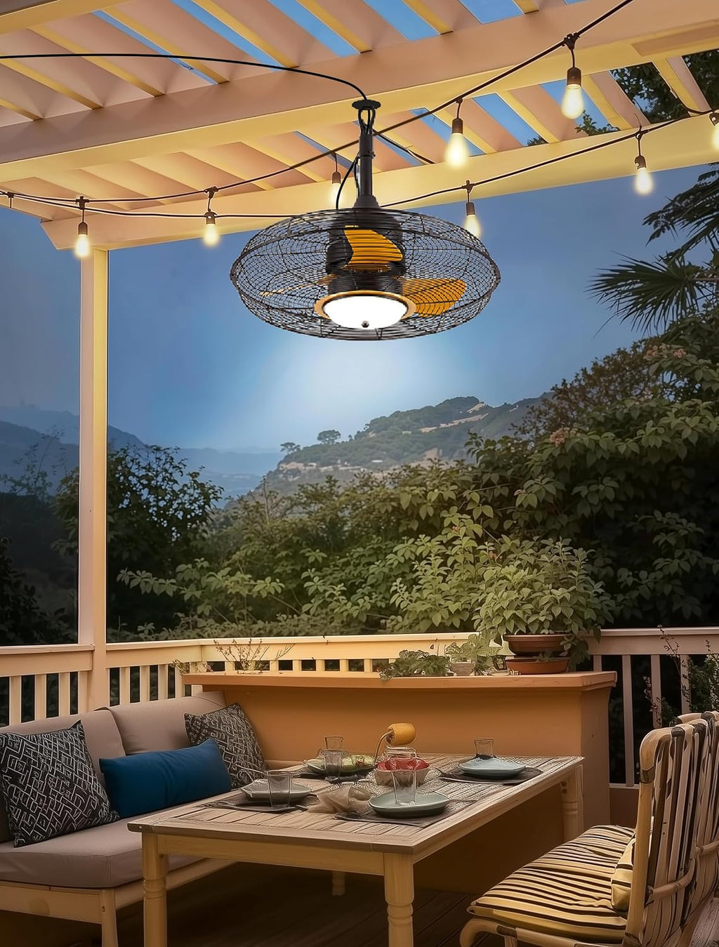 Orison 21'' Outdoor Ceiling Fans with Lights, Wet Rated Gazebo Fan with Remote, Plug in Hanging Fan for Patio Waterproof, App Controll