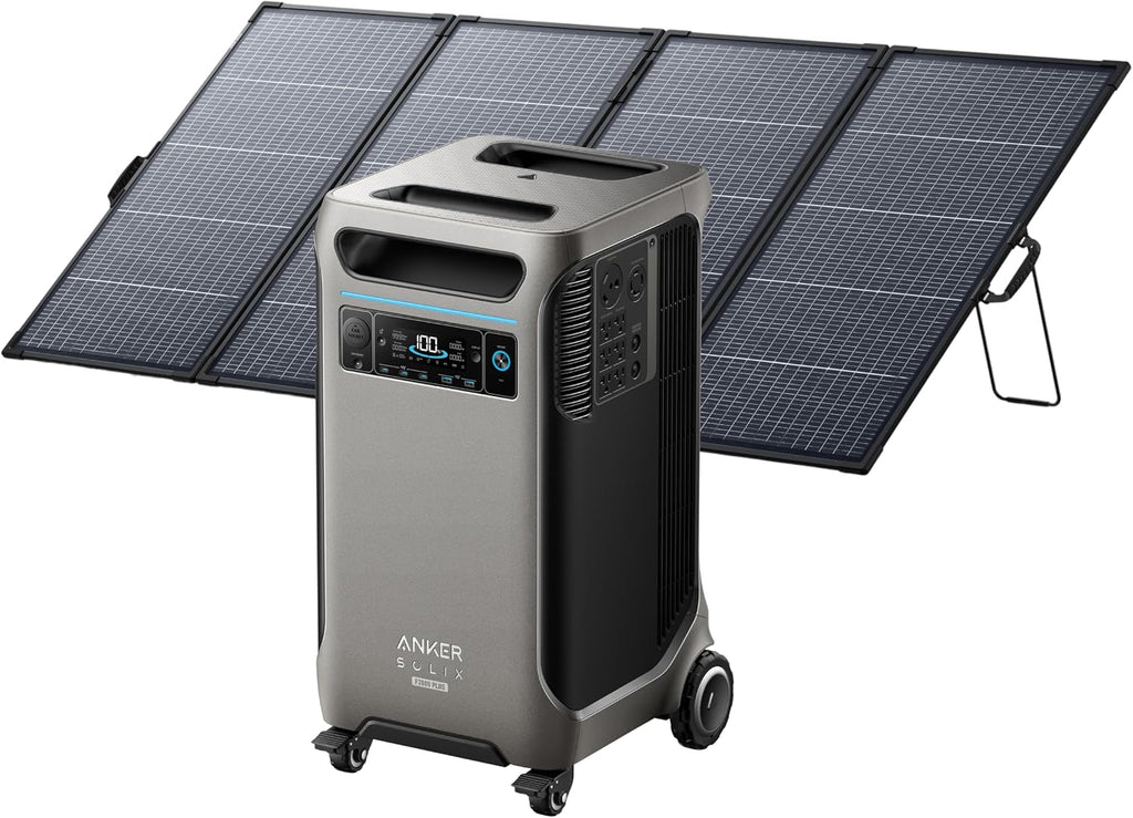 Anker SOLIX F3800 Plus Portable Power Station (Upgraded Version) with 400W Bifacial Solar Panel, 3840Wh, 3,200W Solar Input, Generators for Home Use, Works with Generator, For Power Outages