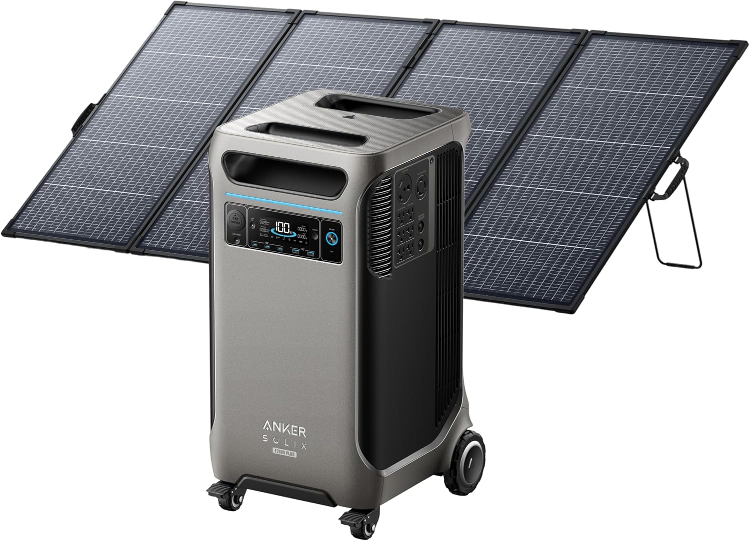 Anker SOLIX F3800 Plus Portable Power Station (Upgraded Version) with 400W Bifacial Solar Panel, 3840Wh, 3,200W Solar Input, Generators for Home Use, Works with Generator, For Power Outages