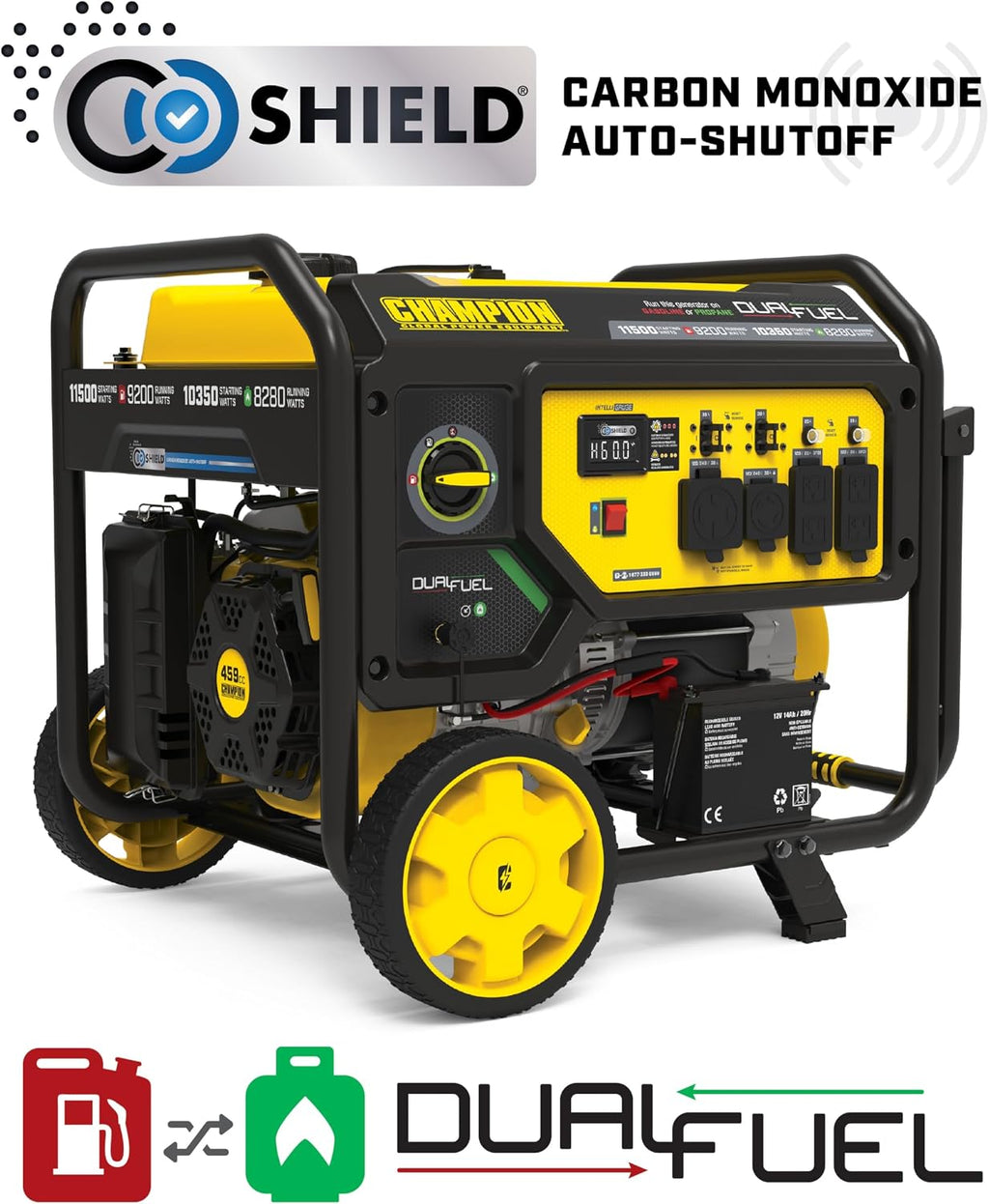 Champion Power Equipment 11,500-Watt Electric Start Dual Fuel Home Backup Portable Generator with CO Shield