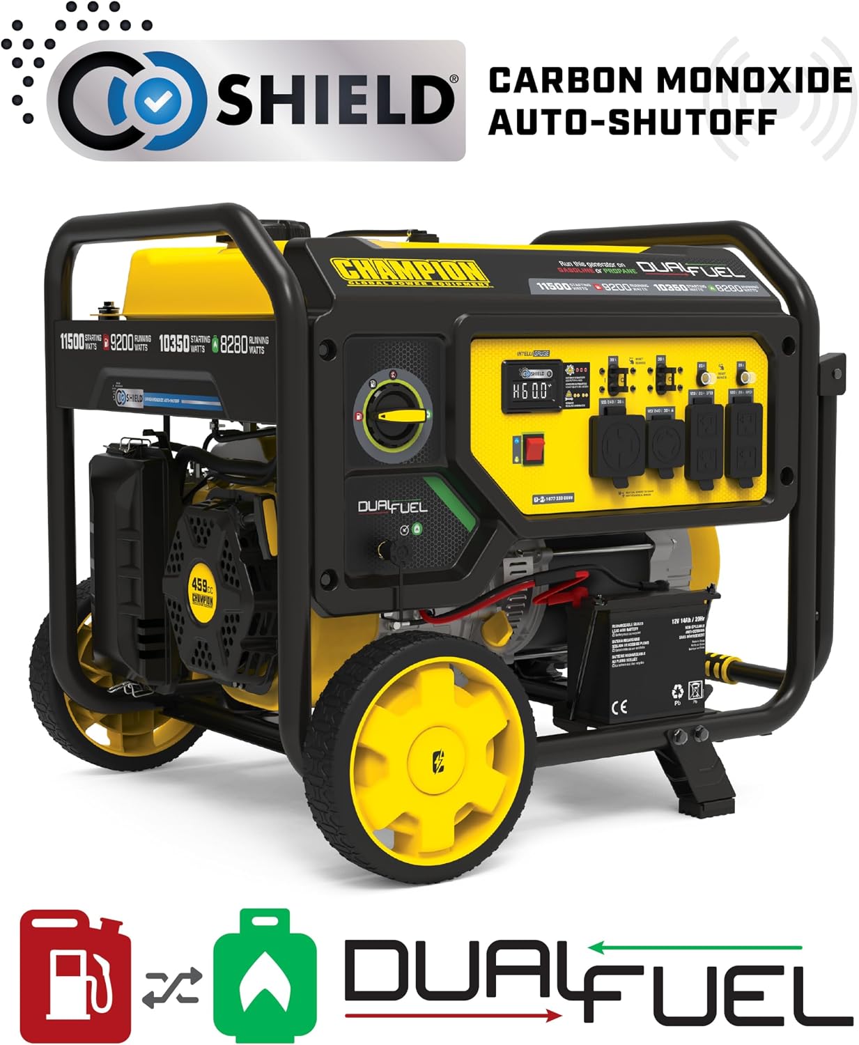 Champion Power Equipment 11,500-Watt Electric Start Dual Fuel Home Backup Portable Generator with CO Shield