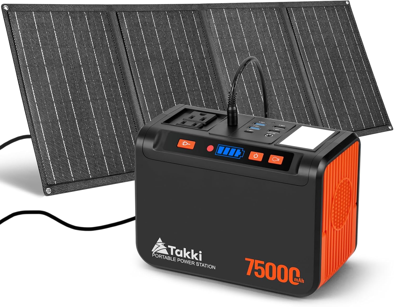 Takki 450W Peak Solar Generator 277Wh Portable Power Station with Solar Panels 40W Included 110V Pure Sine Wave AC Outlet DC USB Ports for Camping CPAP Emergency Tent Outdoor