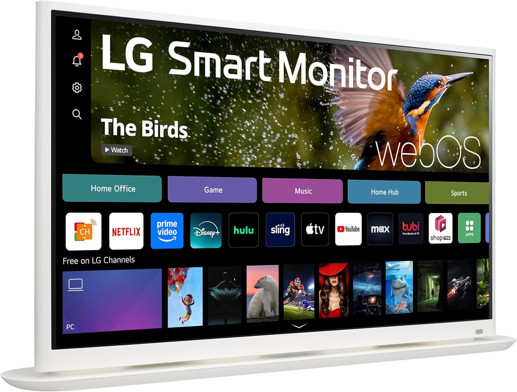 LG 32SR70U-W 32-Inch 4K UHD Smart Monitor with IPS Display webOS 23 USB Type-C Speakers x2 HDR 10 AirPlay 2 Screen Share Bluetooth Remote - White