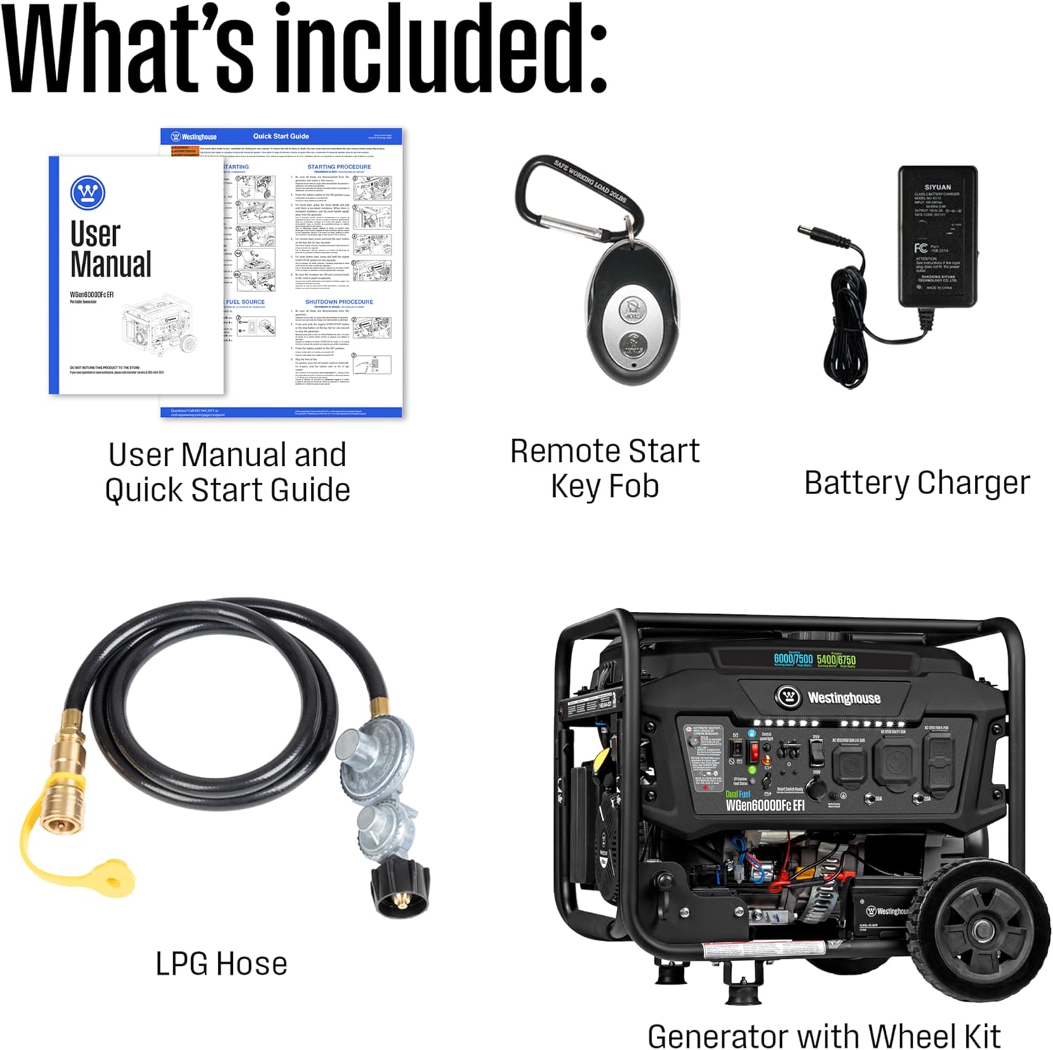Westinghouse 7500 Peak Watt EFI Dual Fuel Home Backup Portable Generator, Remote Electric Start, Transfer Switch Ready, Gas and Propane Powered, CO Sensor, CARB Compliant