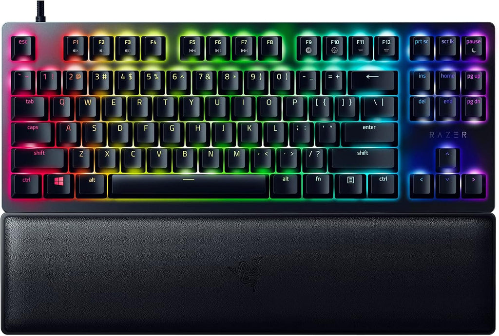 Razer Huntsman V2 TKL Tenkeyless Gaming Keyboard: Fast Linear Optical Switches Gen2 w/Sound Dampeners & 8000Hz Polling Rate - Detachable TypeC Cable - Doubleshot PBT Keycaps - Ergonomic Wrist Rest