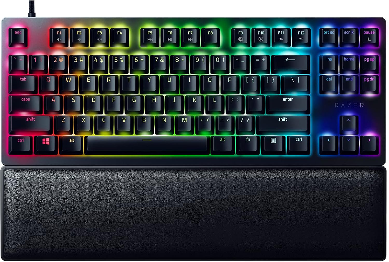 Razer Huntsman V2 TKL Tenkeyless Gaming Keyboard: Fast Linear Optical Switches Gen2 w/Sound Dampeners & 8000Hz Polling Rate - Detachable TypeC Cable - Doubleshot PBT Keycaps - Ergonomic Wrist Rest