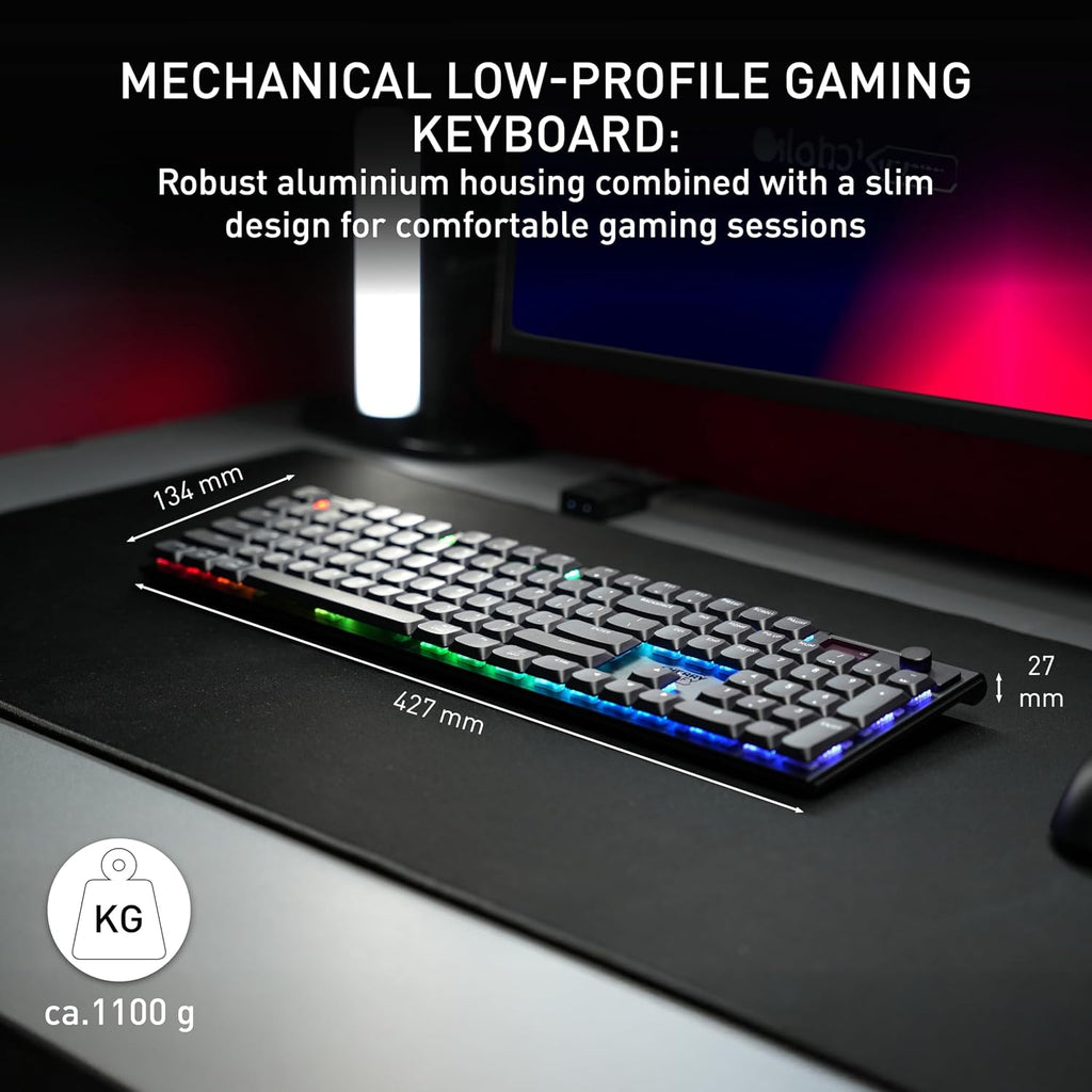 MX 10.1 Wireless | Cordless Low-Profile Gaming Keyboard | Rotary LCD Knob | RGB Lighting | Slim Aluminum