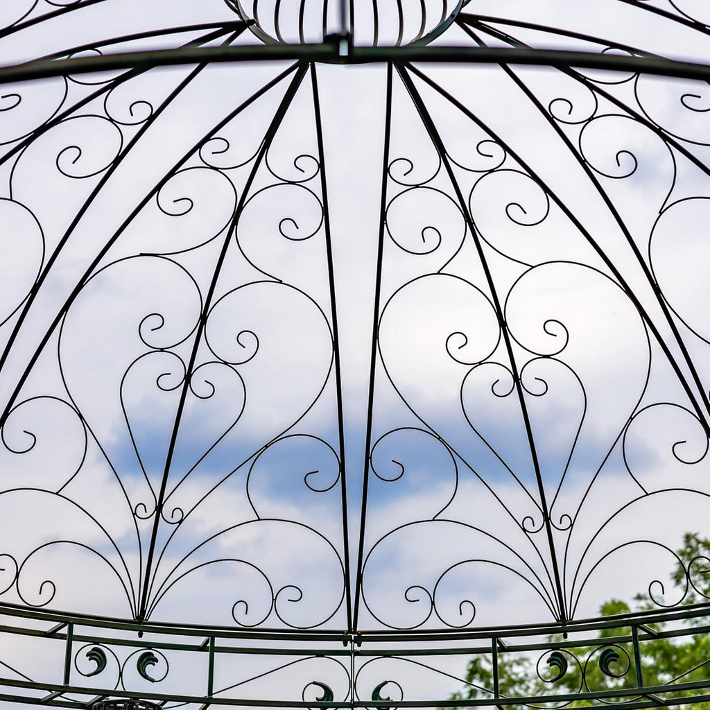 13.8ft. Tall Ornate Round Iron Garden Gazebo Medillín 1972' (Antique Green)