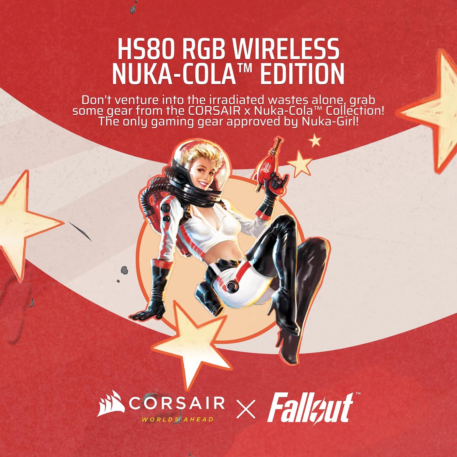 Corsair HS80 RGB Wireless Fallout Nuka-Cola Edition Multiplatform Gaming Headset – Dolby Atmos, Lightweight, Broadcast Quality Microphone – PC, Mac, PS5, PS4