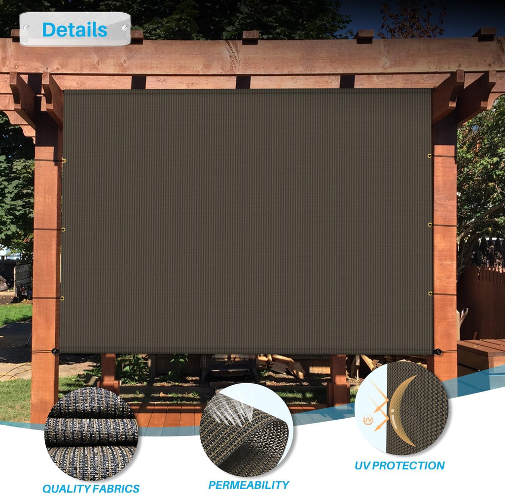 Patio 11' x 4' Pergola Cover Canopy Replacement Shade Cloth with Grommets Weighted Rods Outdoor Sun Shade Screen UV Block for Gazebo Backyard Deck Porch Balcony, Brown
