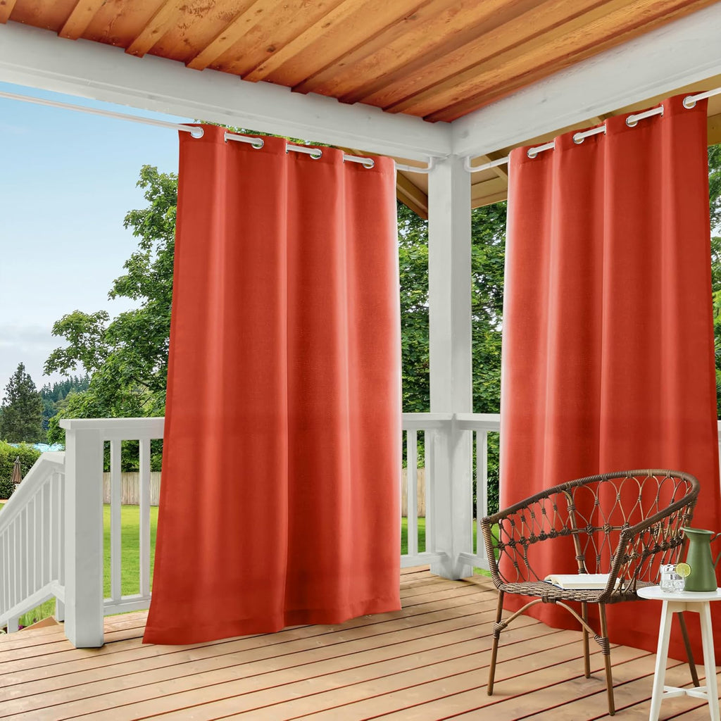 TOWN & COUNTRY BASICS Cabana Solid Heavyweight Indoor Outdoor Curtains, Light Filtering Opacity with Grommet Top, Water Repellent, 54'x84', Mecca Orange (Pack of 12)