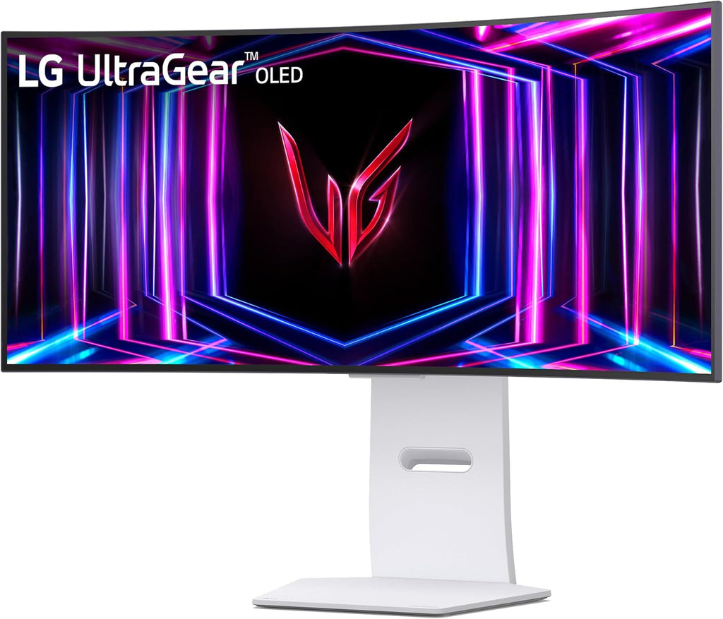 LG 34GS95QE 34-inch Ultragear OLED Curved Gaming Monitor WQHD 1440p 800R 240Hz 0.03ms AMD FreeSync Premium Pro NVIDIA G-Sync HDMI 2.1 DisplayPort Tilt/Height/Swivel Stand White