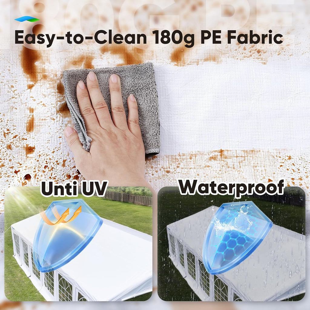 Quictent 20x40ft Party Tent Heavy Duty Outdoor Gazebo White Wedding Tent Canopy Event Shelter Carport with Removable Sidewalls& 6pcs Storage Bags