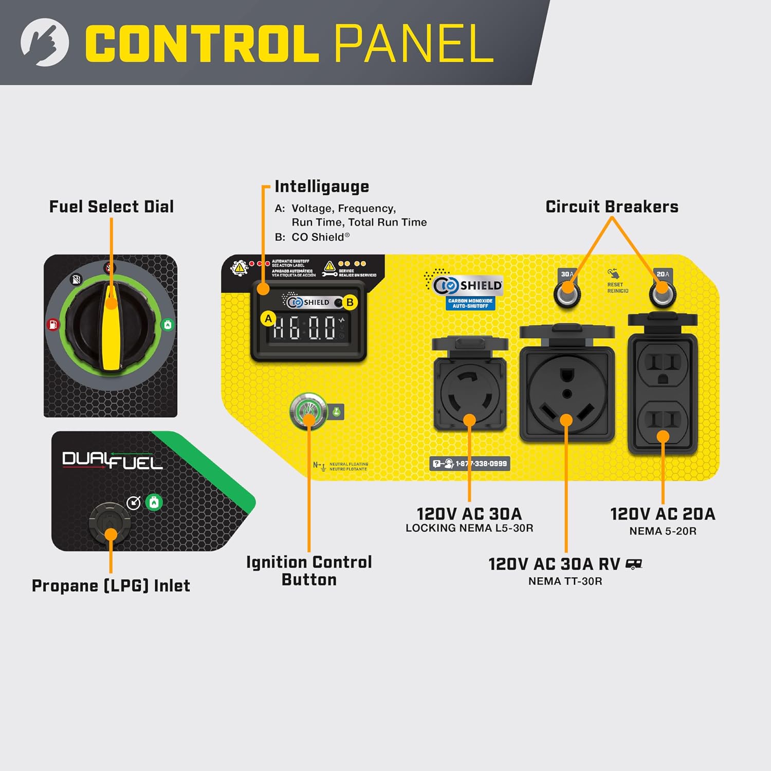 Champion Power Equipment 4375-Watt Wireless Start Dual Fuel RV Ready Portable Generator with CO Shield