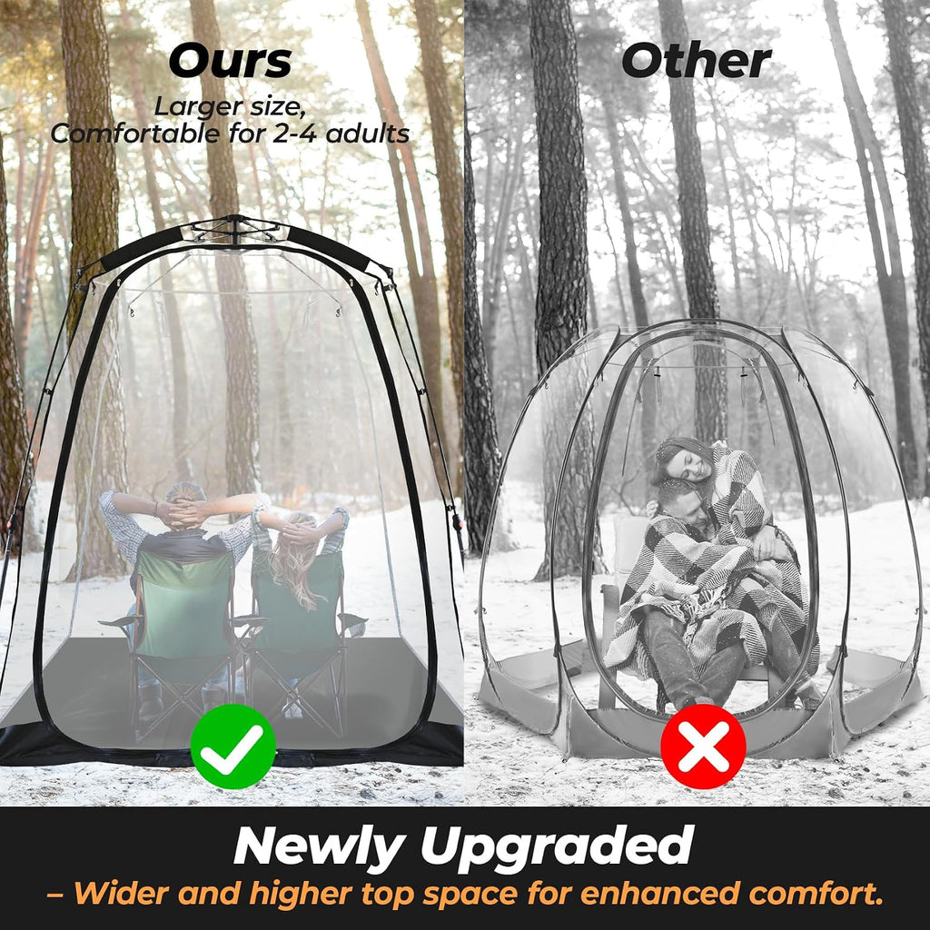 All Weather Proof Pod Pop Up Bubble Tent for 3-8 People, Large Oversize Dome House, Cold Protection Camping Tent, Winter Instant Igloo for Outdoor Activities