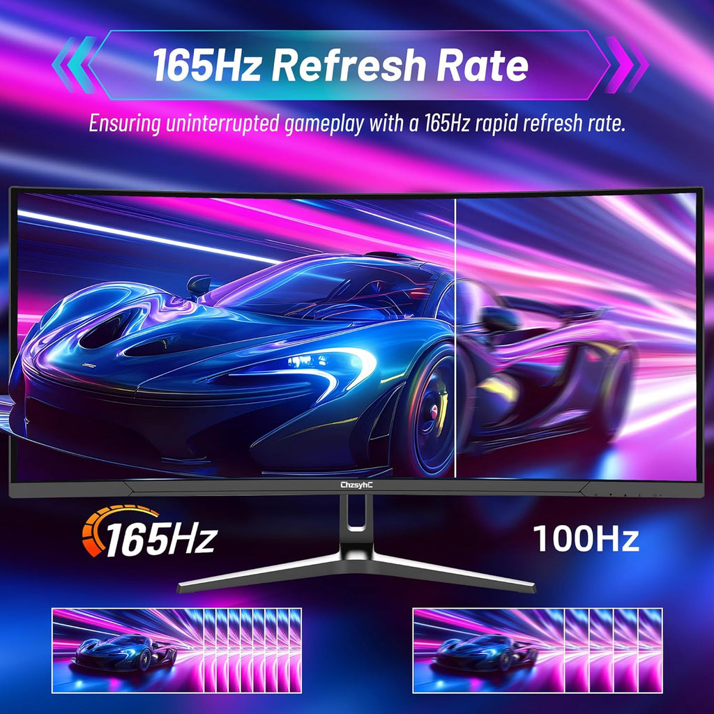 34 Inch Ultrawide Curved Gaming Monitor - WQHD 3440x1440p, 165Hz, 120% sRGB, FreeSync, VESA Mountable (DP&HDMI Cable Incl.) - Immersive PC Monitor for Gamers & Professionals, Black