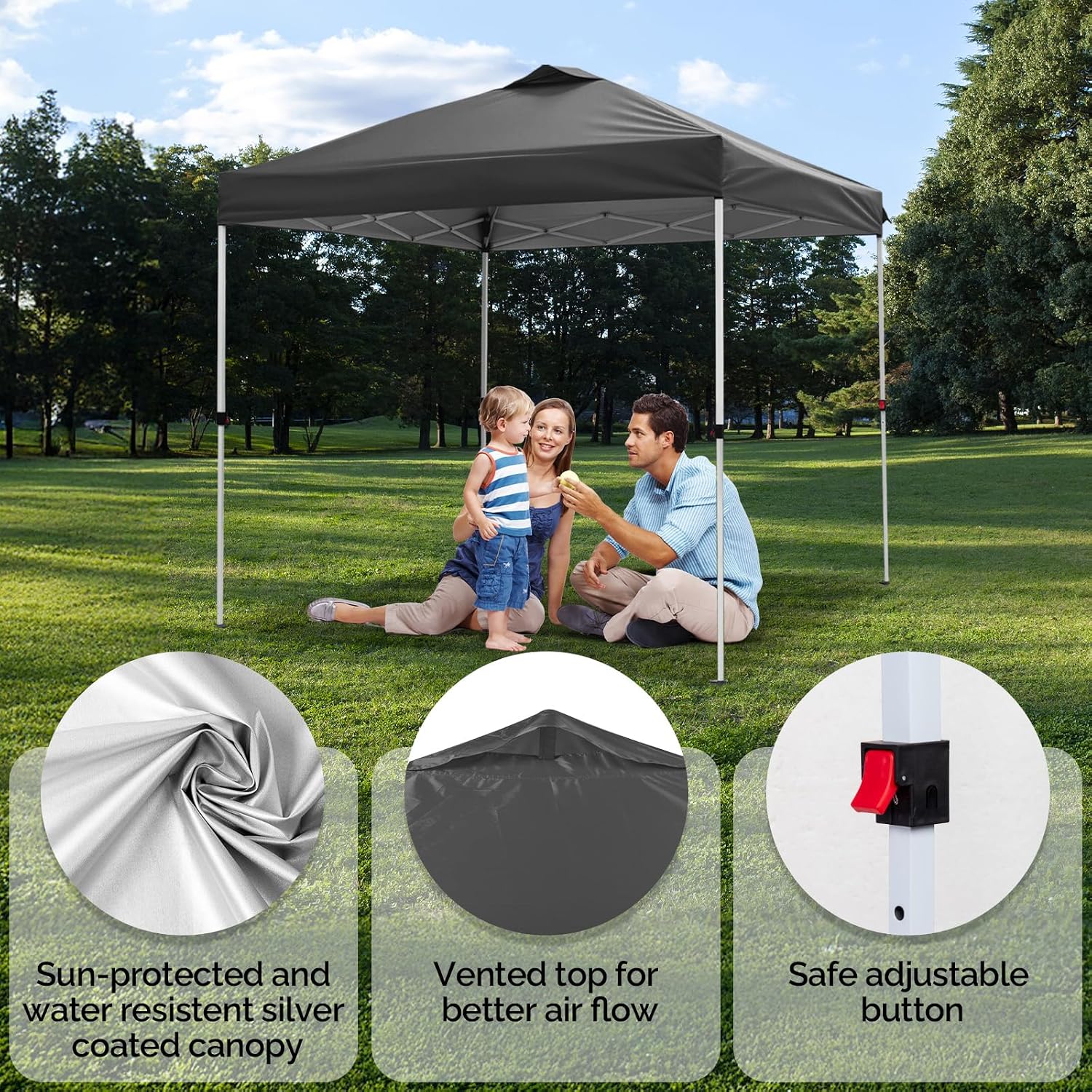 VINGLI 10x10 Pop Up Canopy Tent with 4 Sidewalls & Sandbags, Outdoor Pop Up Gazebo, Tents for Parties Easy up Canopy for Events, Parties, Camping