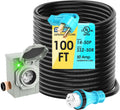 50 Amp 100 Feet Generator Cord and Power Inlet Box Combo Kit NEMA 14-50P Male to SS2-50R STW 6/3+8/1 AWG 125/250V Twist Locking with Inlet Box for Generator to House, UL Listed
