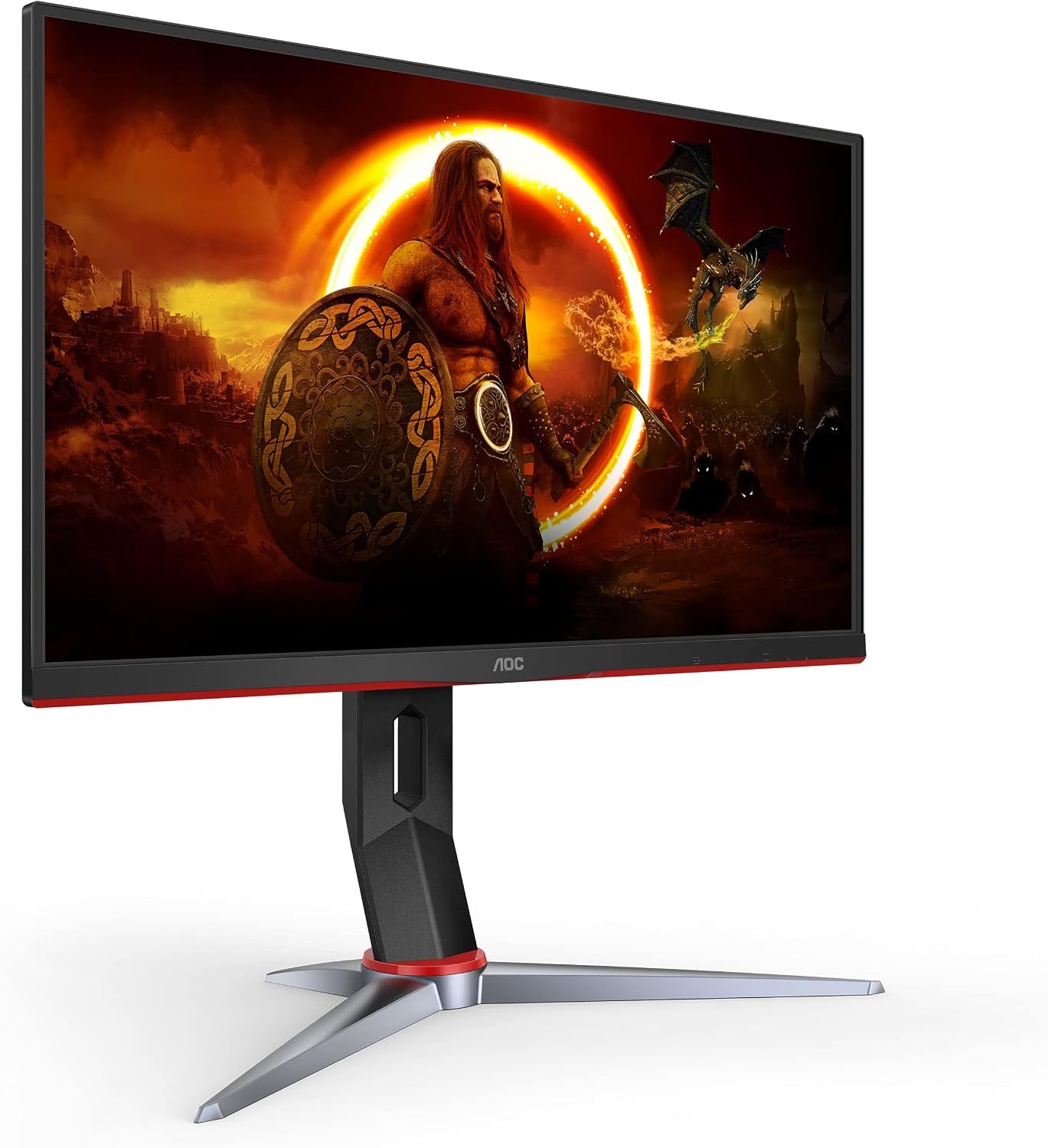 AOC 24G2 24' Frameless Gaming IPS Monitor, FHD 1080P, 1ms 144Hz, Freesync, HDMI/DP/VGA, Height Adjustable, 3-Year Zero Dead Pixel Guarantee,Black/Red